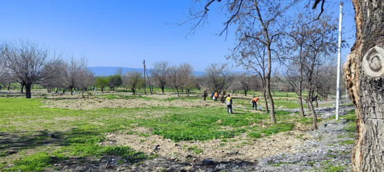 Oğuz rayonunda “Şəhərsalma və Memarlıq İli” çərçivəsində təmizlik aksiyaları davam edir