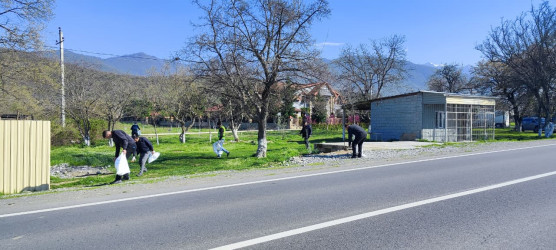 Oğuz rayonunda “Şəhərsalma və Memarlıq İli” çərçivəsində təmizlik aksiyaları davam edir